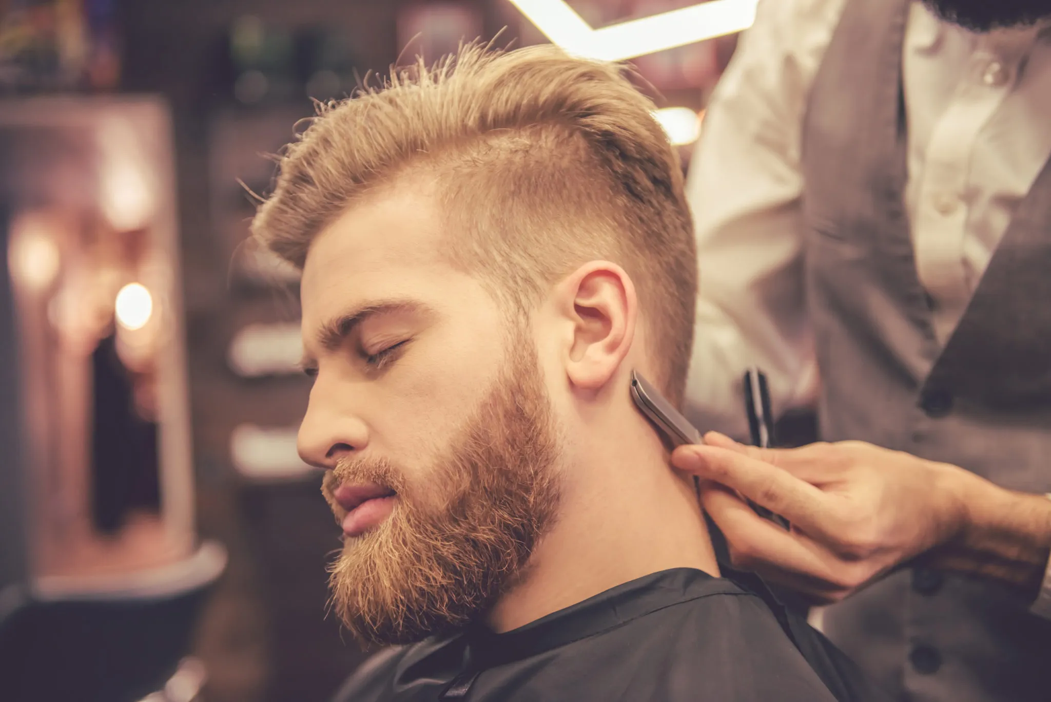 man getting haircut